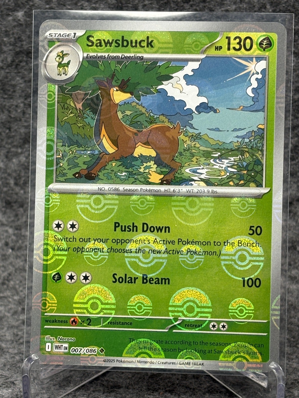 Pokemon Sawsbuck (Poke Ball Pattern) (7/325) White Flare NM