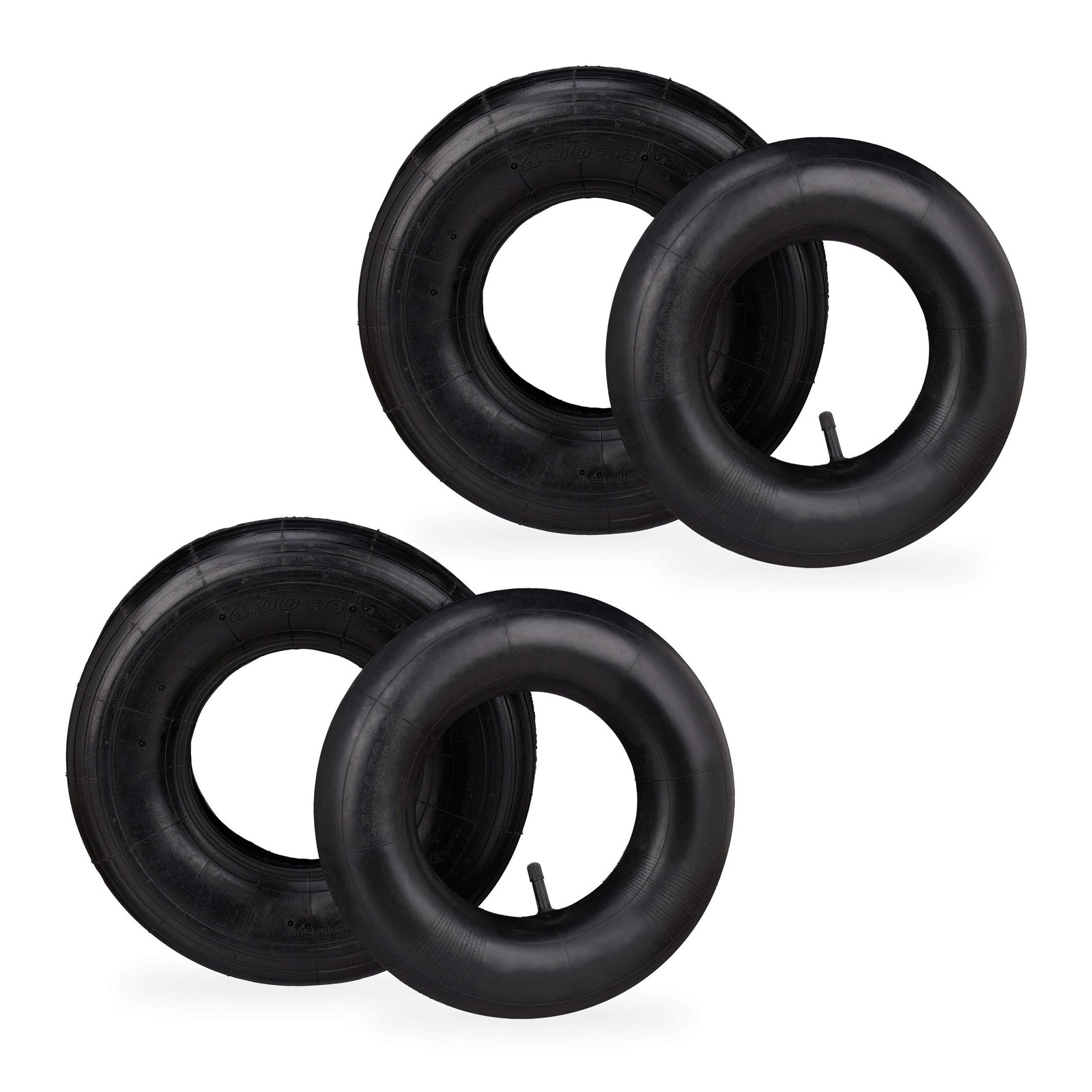 Chambre à air et pneu 4.00-6 pour roue de brouette crevée, pack de remplacement anti-crevaison durable