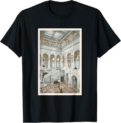 Library of Congress Great Hall Staircase Illustration T-Shirt
