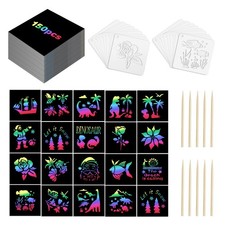 180 Rainbow Scratch Paper Set,Scratch Art for 412 Kids, Mini Notes Arts and C...