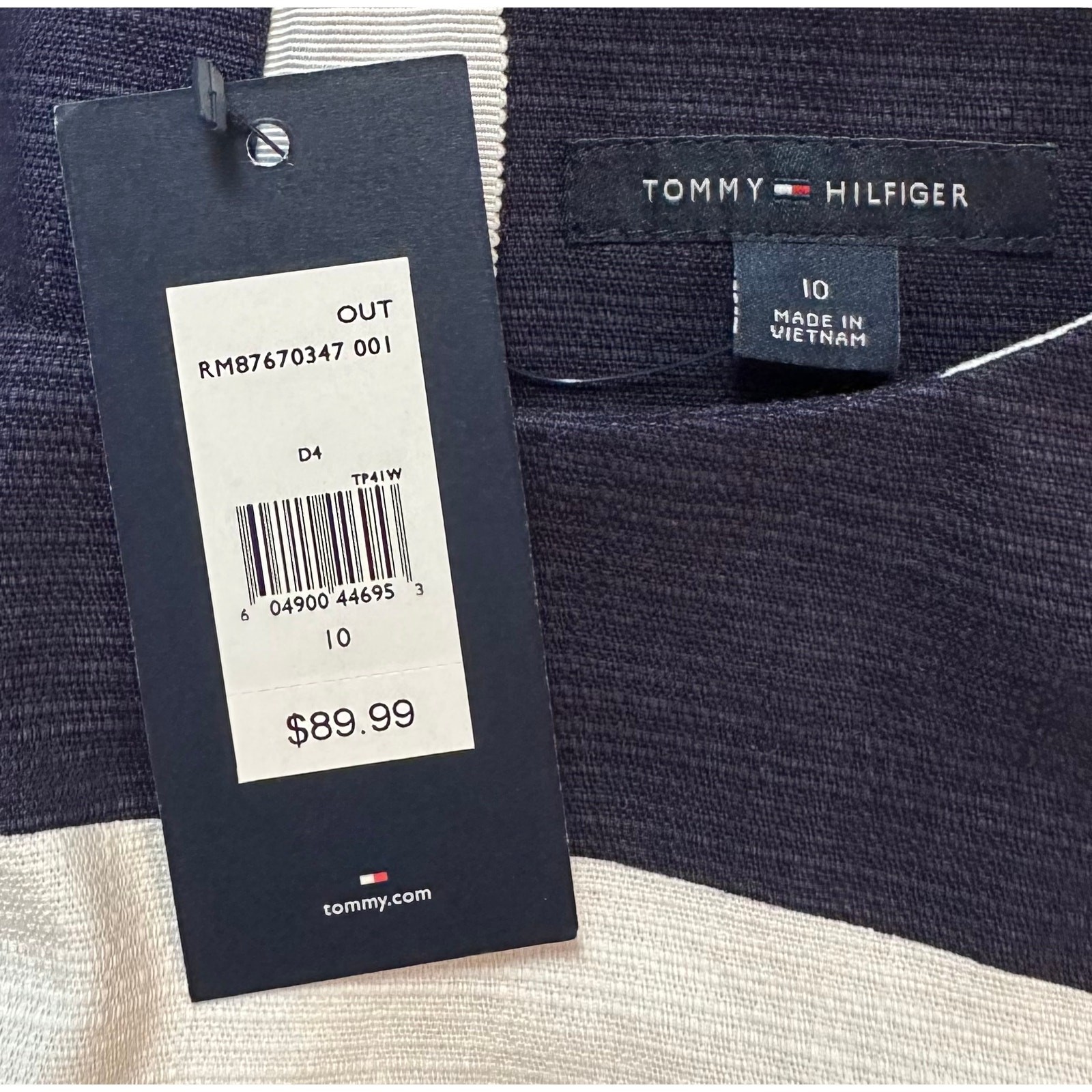 NWT Tommy Hilfiger Striped Dress Navy Blue White Belted Short Sleeve Size 10 thumbnail 9