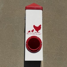 RentACoop 10LB High Rise Chicken Feeder BPA-Free Single Port Rain Hood White