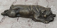 Art Deco Miniature Brown Patina English Bulldog Dog Bronze Sculpture Figurine