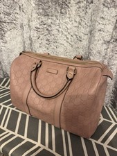 Gucci Joy Black Strap Boston Bag Medium Brown Canvas