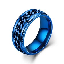 Anti Anxiety Spinner Fidget Rotating Cuban Men Women Silver Stainless Steel Ring