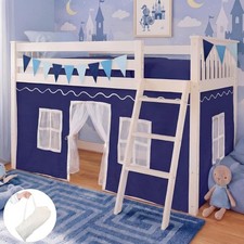 3 Panel Bunk Bed Curtains for Bottom Loft Bed Tent Set with Felt Flag