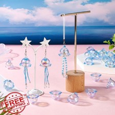 FASHEWELRY 30pc Blue Acrylic Flower Wind Bell Beads 24mm UV Plating