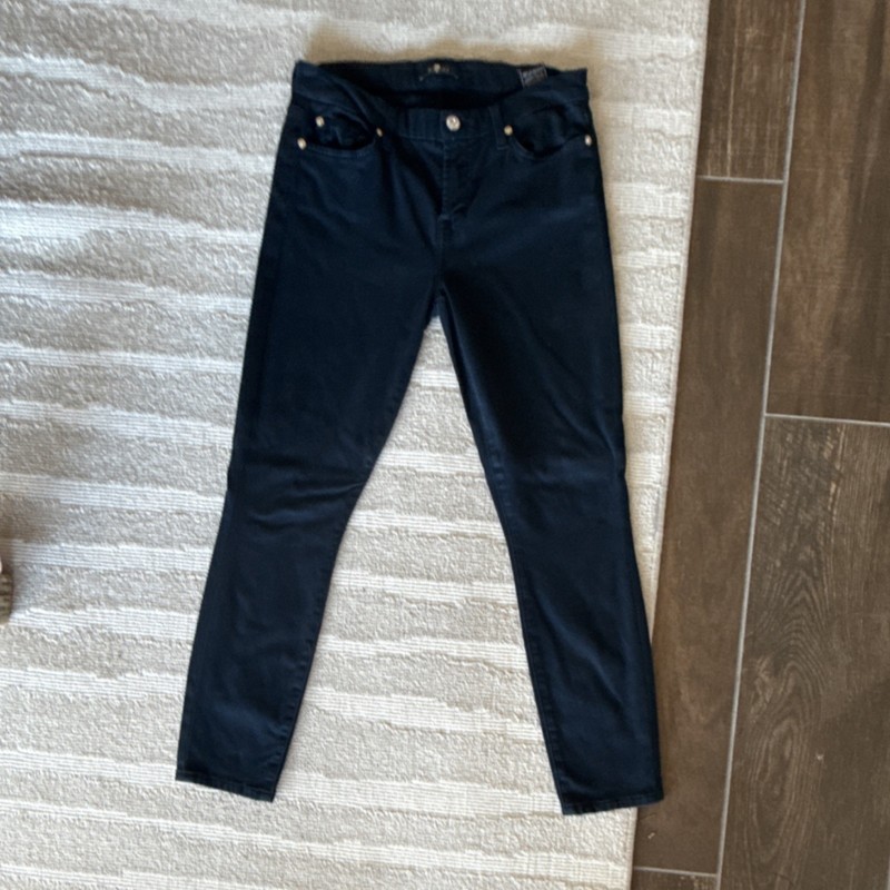 7 For All Mankind Skinny Jeans Women’s Stretch Denim Dark Blue Solid 5-Pocket