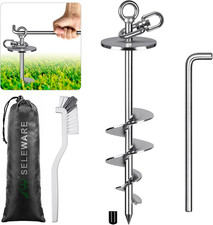 Heavy-Duty Dog Tie Out Stake   17" Rust-Proof Swivel Anchor for Large Dogs U...