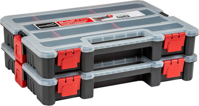 2-Pack Small Parts Organizer Box   Stackable Hardware Storage Organizer Case wit