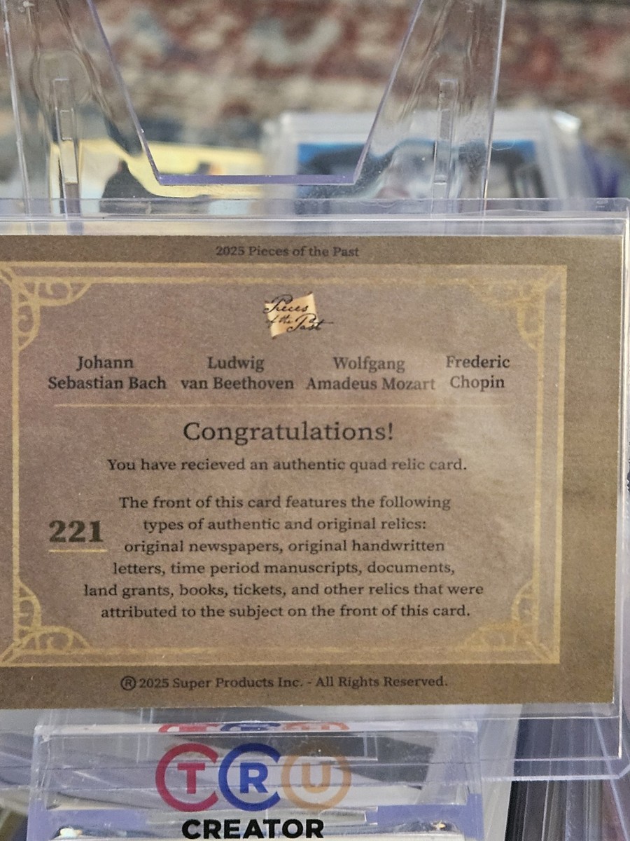 2025 Pieces of the Past Art & Music - Quad Relic - BACH/BEETHOVEN