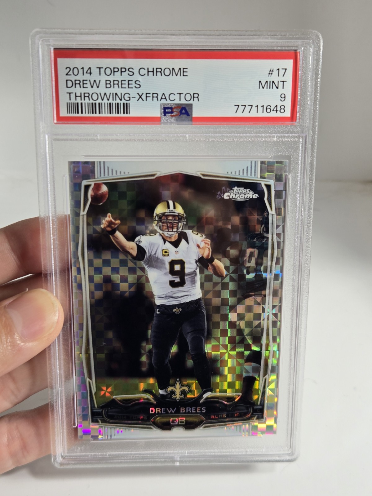 2014 Topps Chrome Drew Brees Xfractor #17 PSA 9 MINT Saints