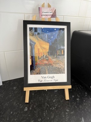 Van Gogh Cafe Terrasse bei Nacht A4 gerahmter Druck Wandbild