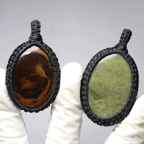 2 piezas colgantes de piedras preciosas de macramé boho y ojo de tigre natura... - Imagen 9 de 12