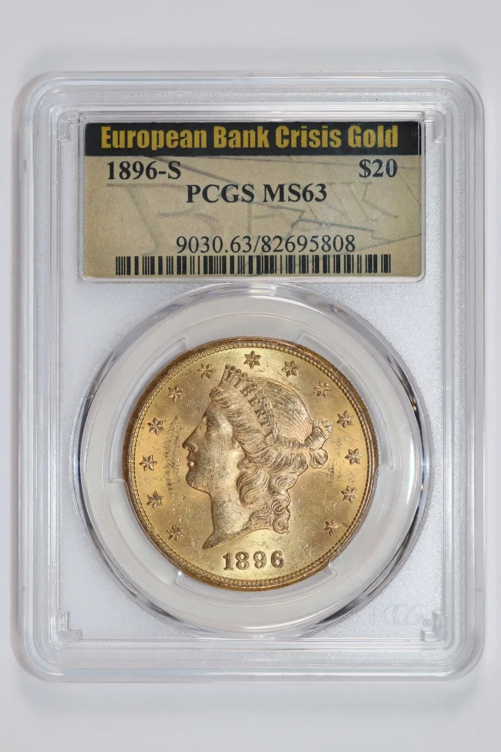 1896-S $20 GOLD LIBERTY DOUBLE EAGLE PCGS MS63