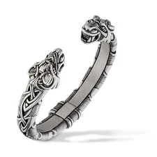 Viking Bracelet - Adjustable Pewter Norse Arm Ring - Scandinavian Nordic Myth...