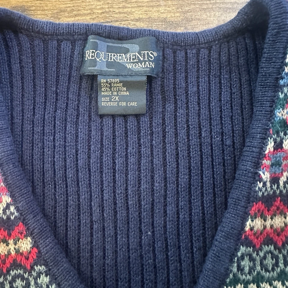 Suéter de Colección Años 90 Requisitos Ramie/Algodón Mezcla Cremallera Para Mujer’s 2XL Chaleco Foto 2 de 4