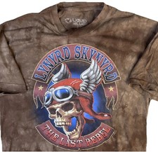 Liquid Blue Lynyrd Skynyrd T-Shirt Pilot Skull Wings Graphic Tee Y2K Brown Sz L