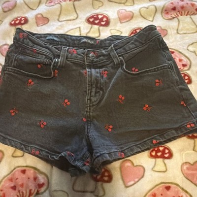Wild Fable Mid-Rise Black Denim Shorts Embroidered 5-Pocket Juniors 4