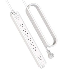 Surge Protector Power Strip Flat Plug Power Strip Long Cord 15 Ft Long Extension