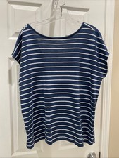 Chaps Women  Gorgeous Blue White Beautiful Short Sleeve Top  Sz 1XL beautiful