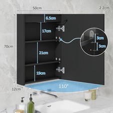 LED Bathroom Mirror Cabinet 3 Color Dimmable Lighting with Charging Anti-fog