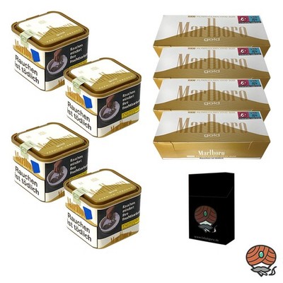 Marlboro Gold Tabak 4x 70g M Dose + 4x Marlboro Gold Filterhülsen + Zubehör