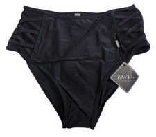 Zaful Womens M / 6 Bikini Bottoms Solid Black