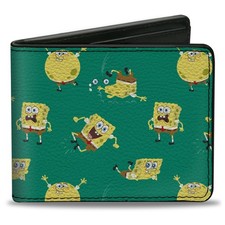 Bi-Fold Wallet SpongeBob SquarePants Poses Scattered Green