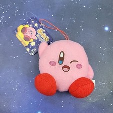 Juguete de peluche Winking Kirby limpiador de pantalla premio con etiquetas oficial Nintendo HAL
