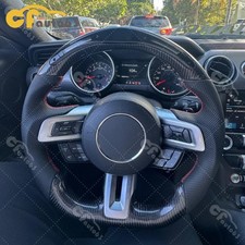 Real Carbon Fiber Led Steering Wheel Fit Ford Mustang Gt 2018-2023 In Stock