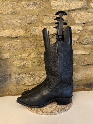 Dan Post Damen-Cowboystiefel schwarz bestickt Leder UK 6 US 8 M halbhoch