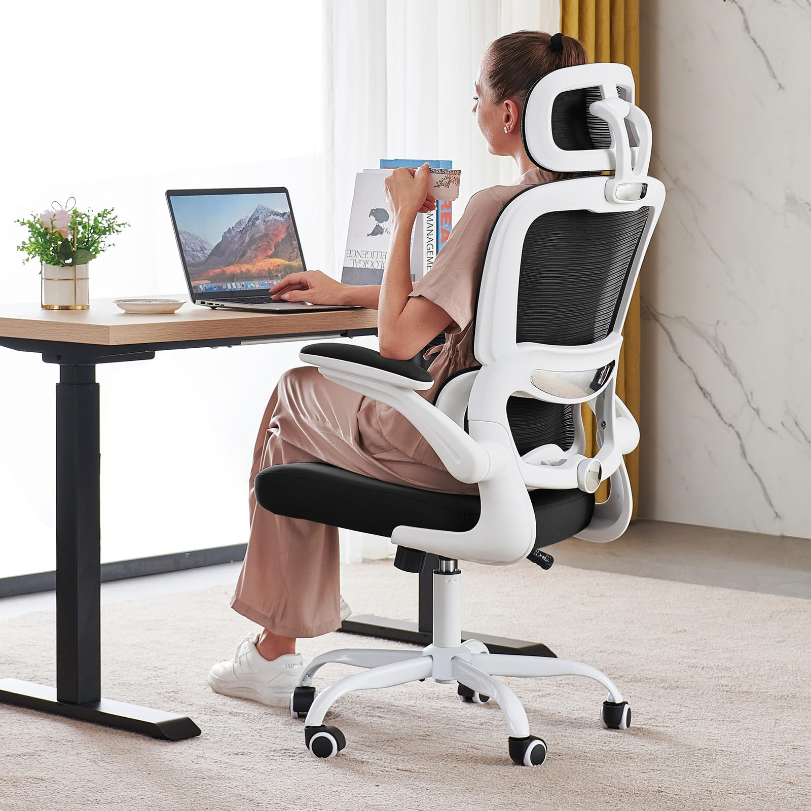 Ergonomic Mesh Office Chair with Lumbar Support for Home & Desk Up to 330 LBS Capacity