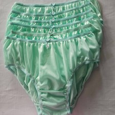6 Bikini Panties Underwear Woman Mens Nylon Soft Silky Briefs Hip38"-42"XL/Green
