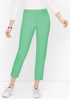 NWT Talbots Perfect Crop Women s Size 6 Green Cotton Blend Slim Leg Crop Pant
