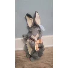 Dakin Real Bunny Gray Plush Rabbit 18” with Bow NWT Lifelike Animal Applause...