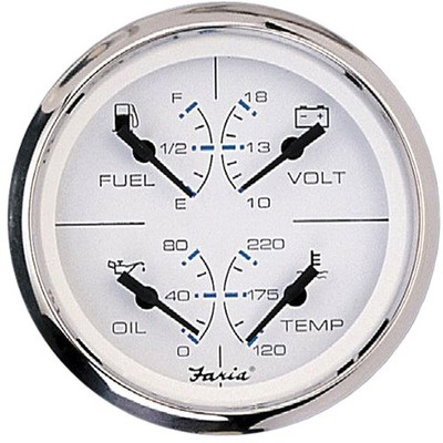 Faria Chesapeake White SS 4 In Multifunction Gauge 33851 Fuel Oil Water Volts