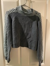 Wild Fable Women's XS Gray Geometric Knit Mock Neck Pullover Sweater Long Sleeve