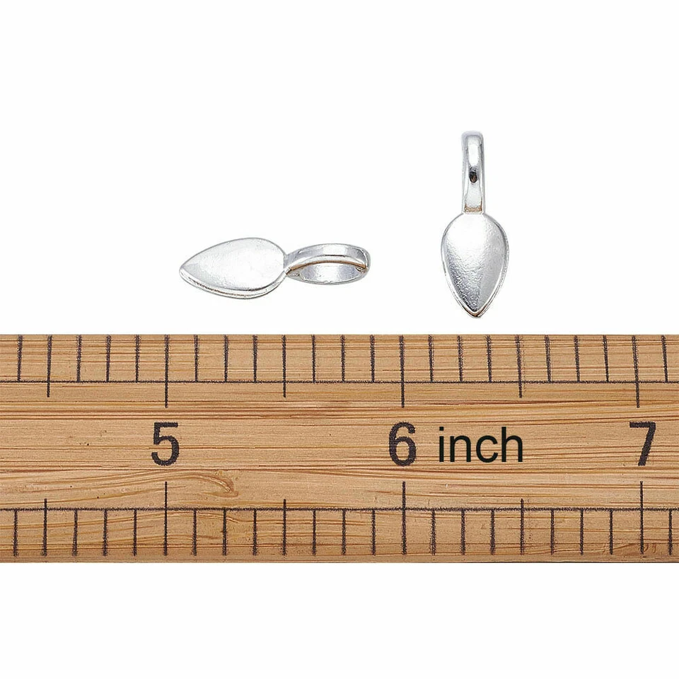 50 шт. Тибетский Сплав Клей На Пороги Лист Плоская Подушка Подвеска Пороги Серебристый Тон 21x8 мм - Изображение 3 из 4