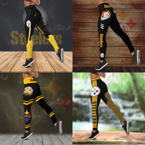 Pittsburgh Steelers High Waist Yoga Pants Womens Anti-Cellulite Bodycon Leggings - Picture 1 of 40