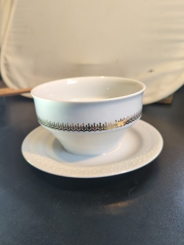 Antique Scherzer Bavaria Germany White & Gold Embossed Border Gravy & Underplate - Picture 4 of 9