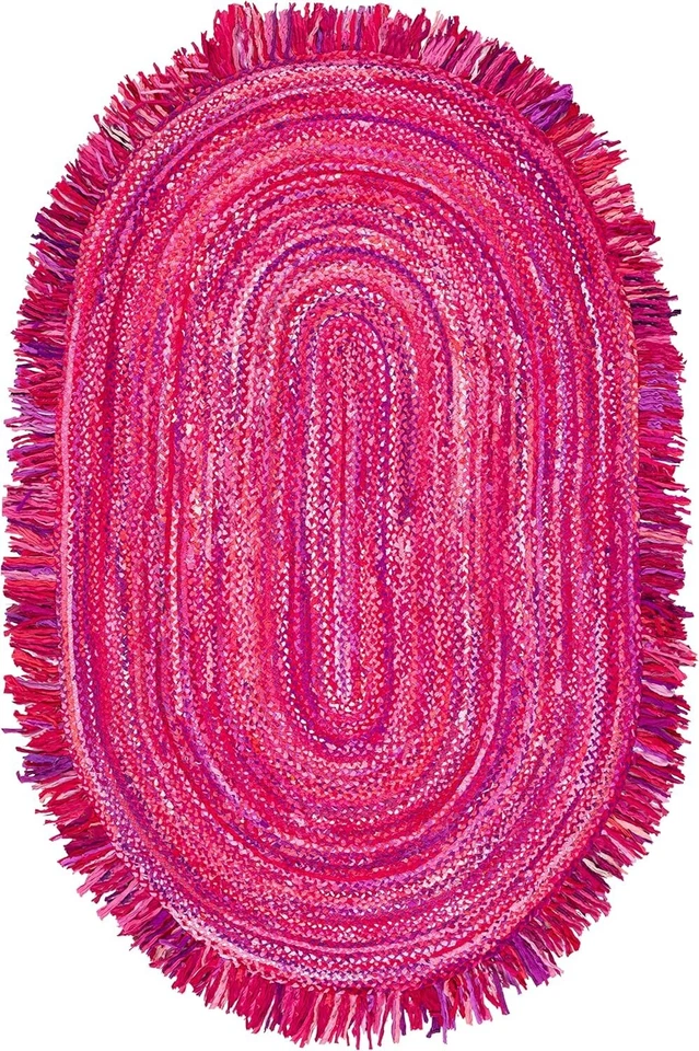 Handmade Modern Woolen Oval Cotton Carpet for Living Room Bedroom - Image 2 of 4