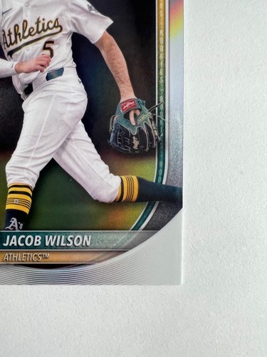 2025 Bowman Chrome Jacob Wilson RC Red Logo Redemption #9 Athletics - Picture 6 of 8