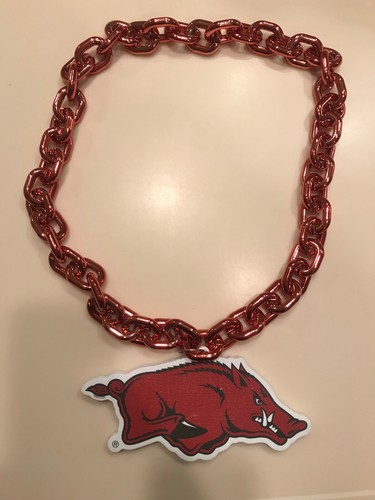 Arkansas Razorbacks- big chain necklace w/ foam logo- new- Mardi Gras swag