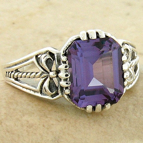 ANILLO ALEJANDRITA SIMULADO ESTILO ANTIGUO PLATA ESTERLINA 925 CAMBIO DE COLOR 837Z - Imagen 3 de 3