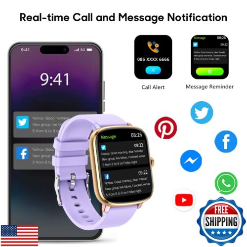 Popglory Smart Watch, 1.69'' Orologio Fitness Donna Uomo con Frequenza Cardiaca, Sangue P - Foto 4 di 5