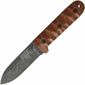 ESEE PR4 Fixed Blade Survival Knife with Leather Sheath - Black Oxide