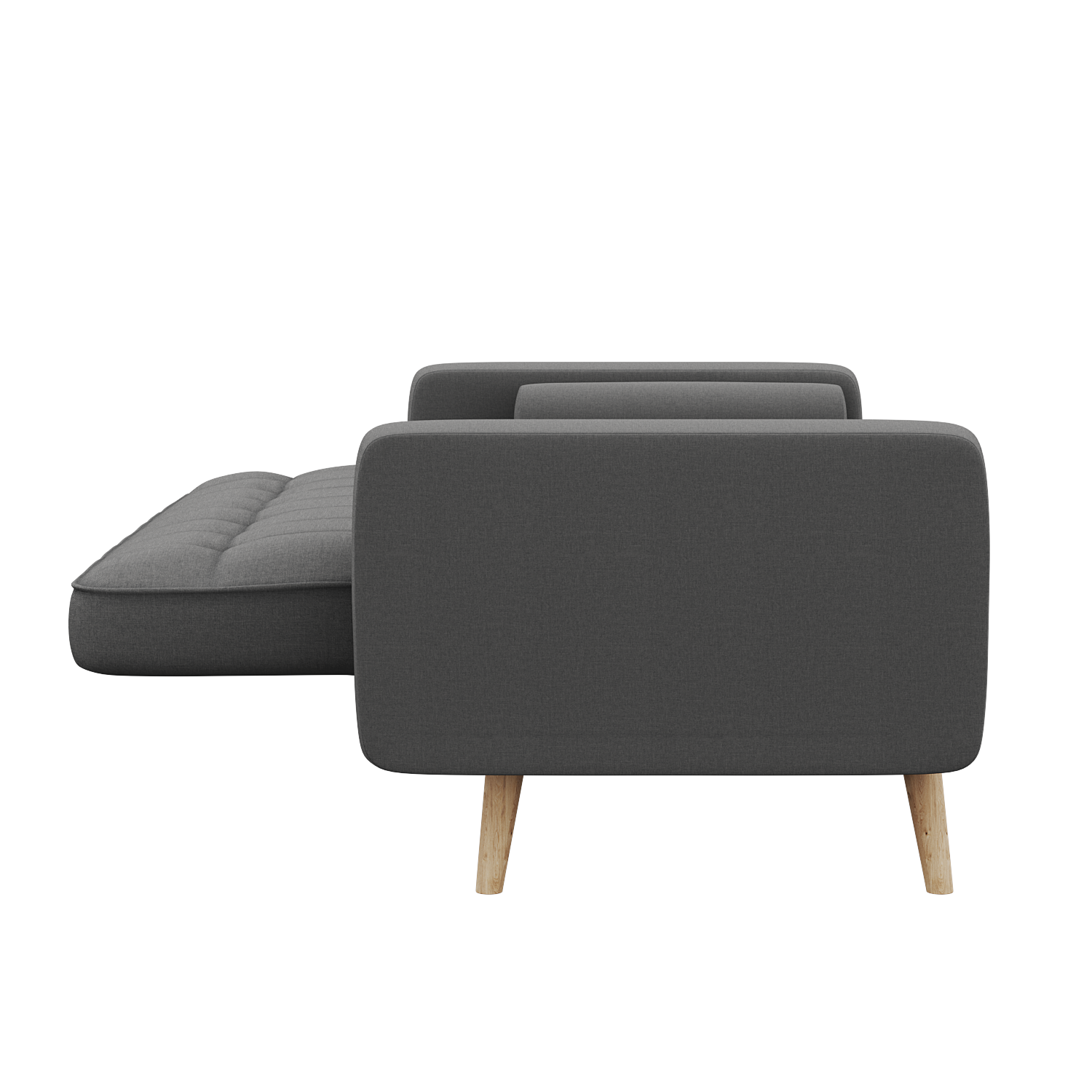 Grey 3 Seater Sofa Bed Fabric New Foam Wood Legs Double Bed with 2