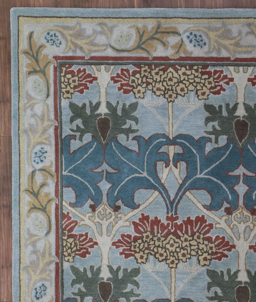 Alfombras de lana tradicionales hechas a mano estilo antiguo de pelo bajo William Morris Foto 3 de 4