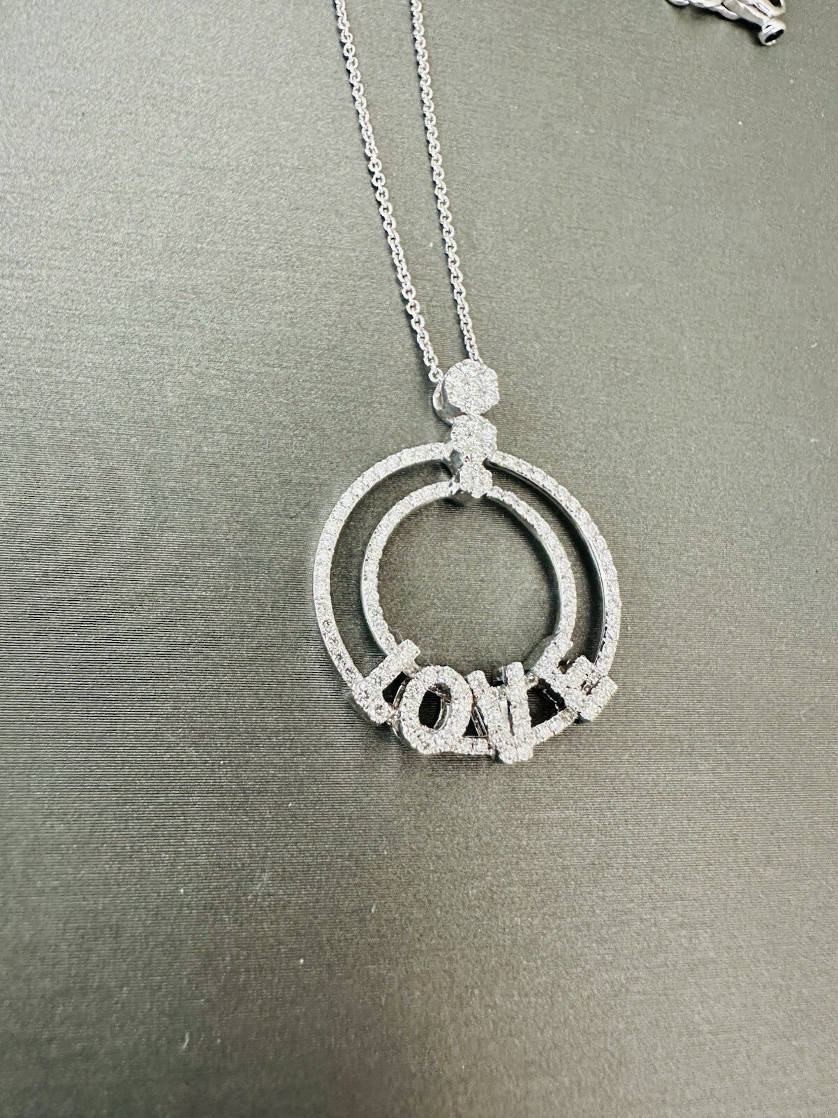 Hulchi Belluni 18k White Gold & Diamond LOVE Necklace ~ Stunning 😍 - Image 4